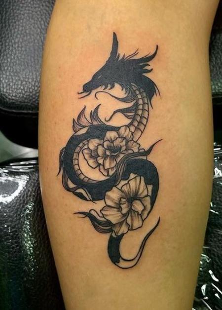 Tattoos - Black and Grey dragon  - 144265